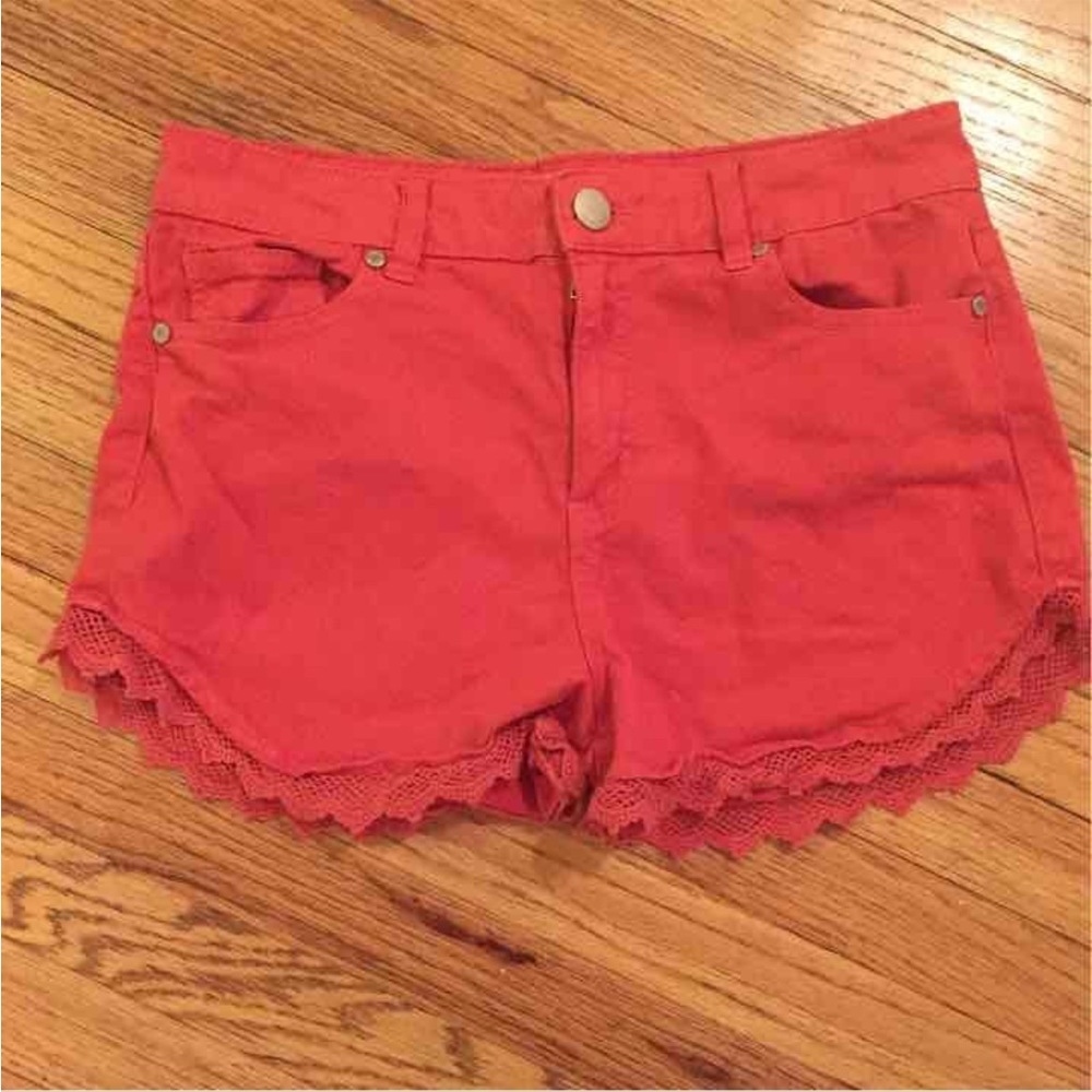 Orange shorts with lace